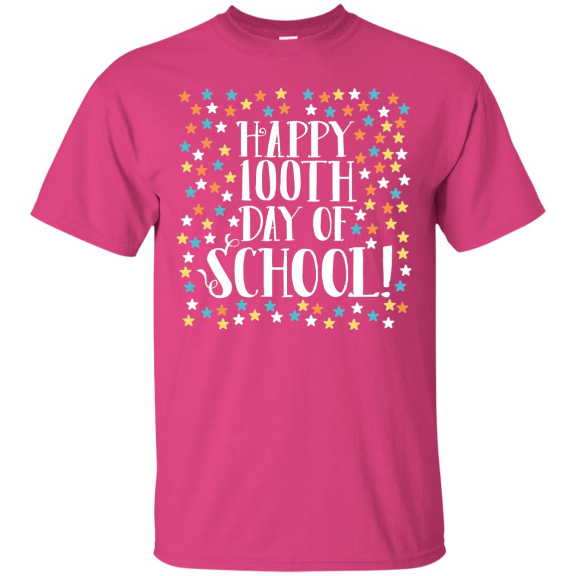 Teacher T-shirt Happy 100th Day Of School 100 Stars Heliconia
