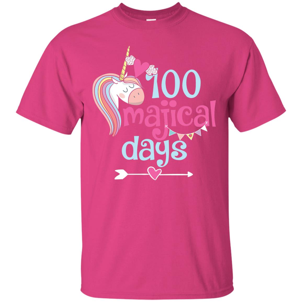 100 Days Of School T-shirt 100 Magical Days Unicorn Heliconia