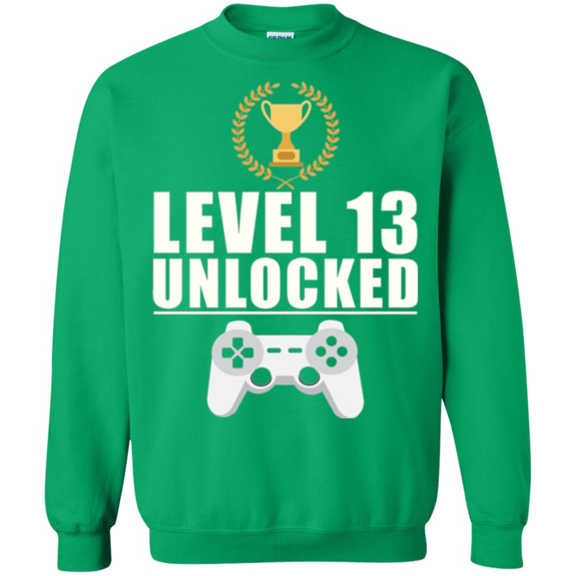 13th Birthday T-shirt Level 13 Unlocked Irish Green