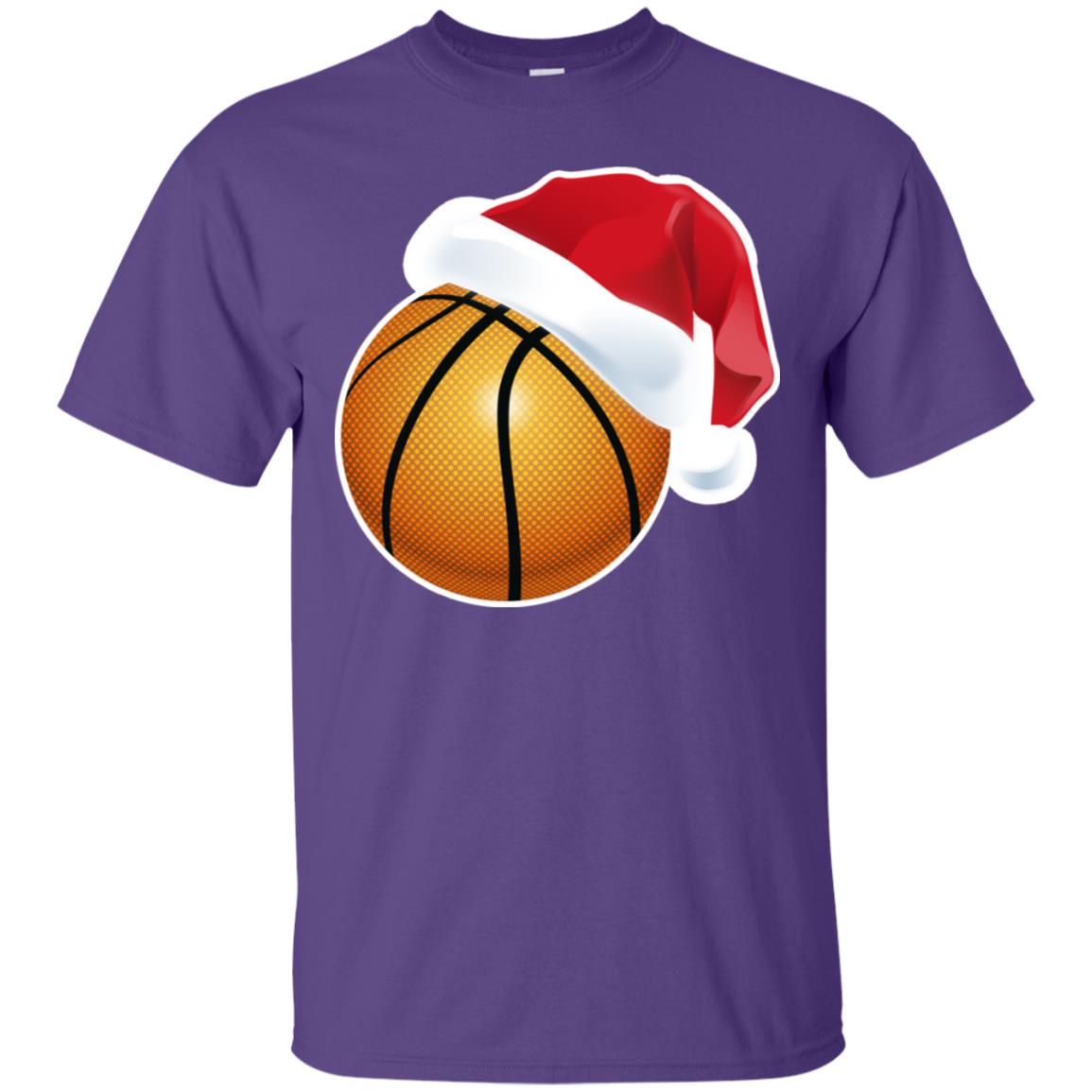 Basketball With Santa Claus Hat X-mas Shirt For Basketball Lovers Purple