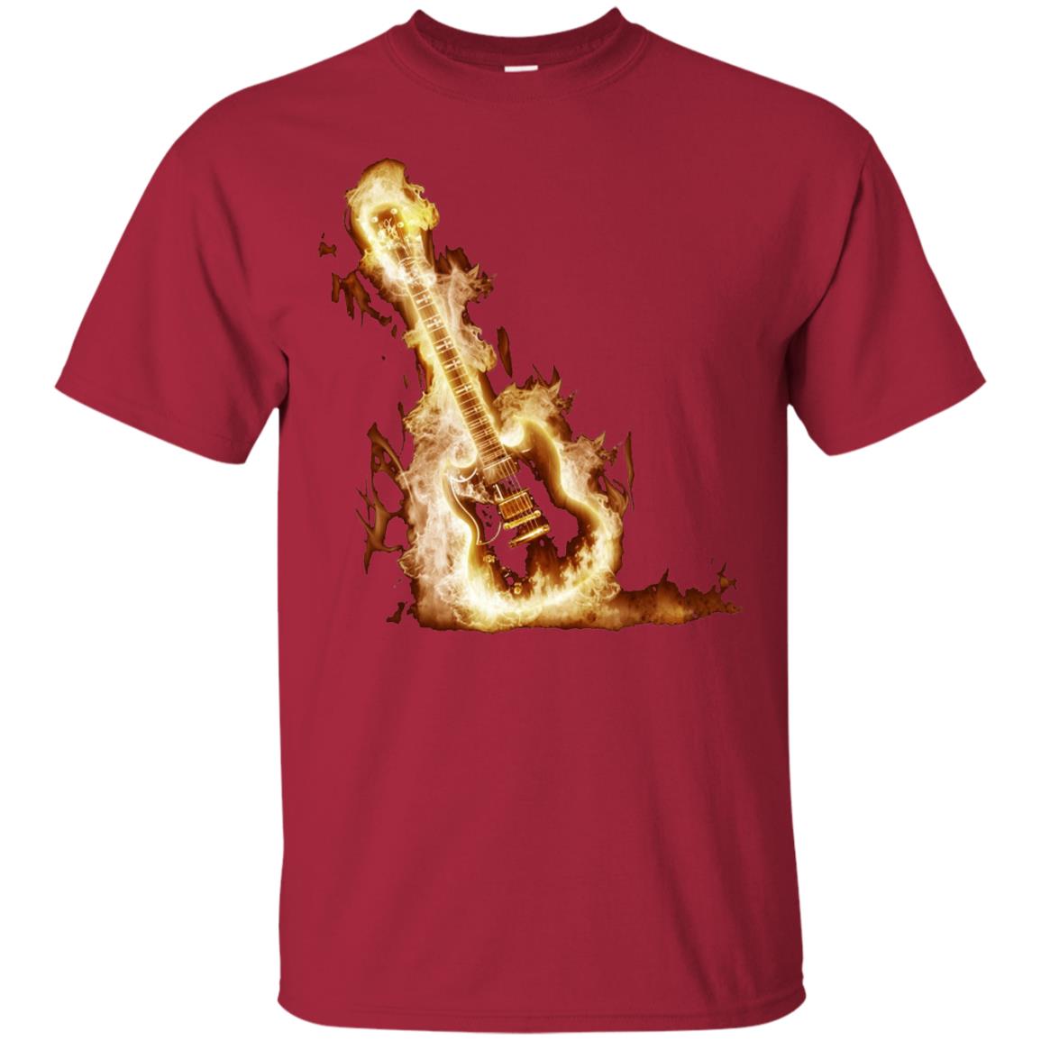 Rock Guitar On Fire T-shirt Cardinal