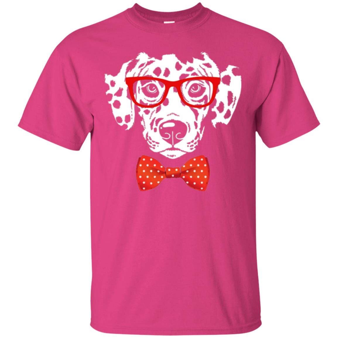 Dog Lover T-shirt Hipster Dog Dalmatian Wearing Glasses Heliconia