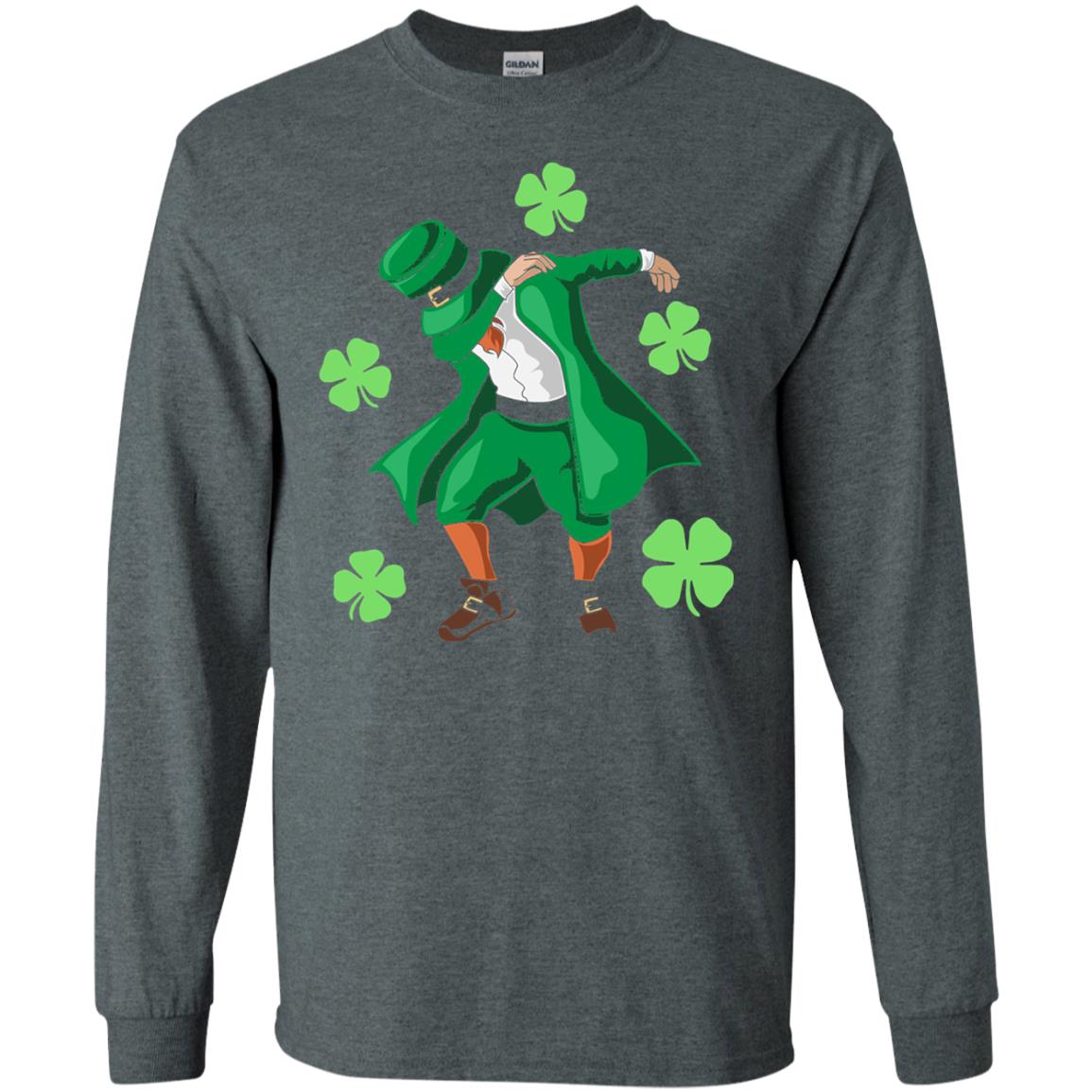 Funny Dabbing Leprechaun St. Patricks Day T-shirt Dark Heather