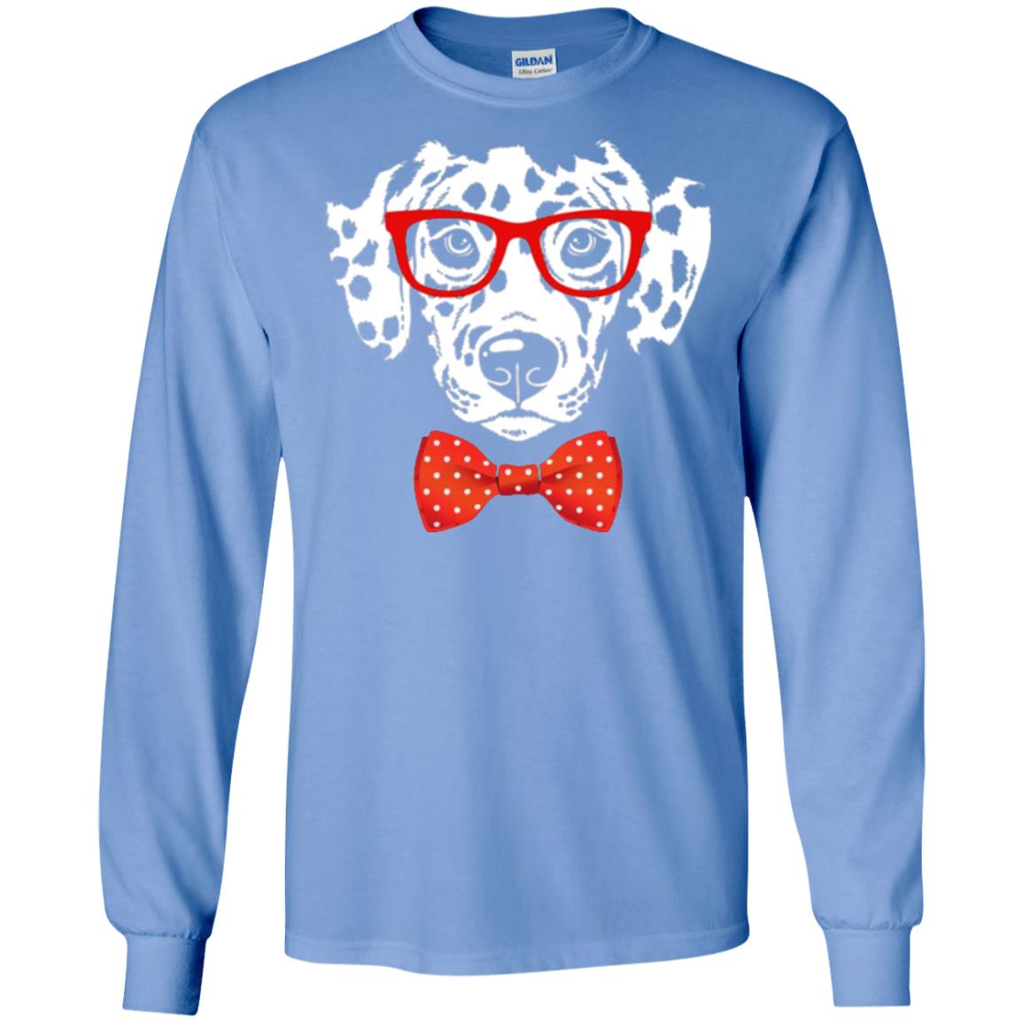 Dog Lover T-shirt Hipster Dog Dalmatian Wearing Glasses Carolina Blue