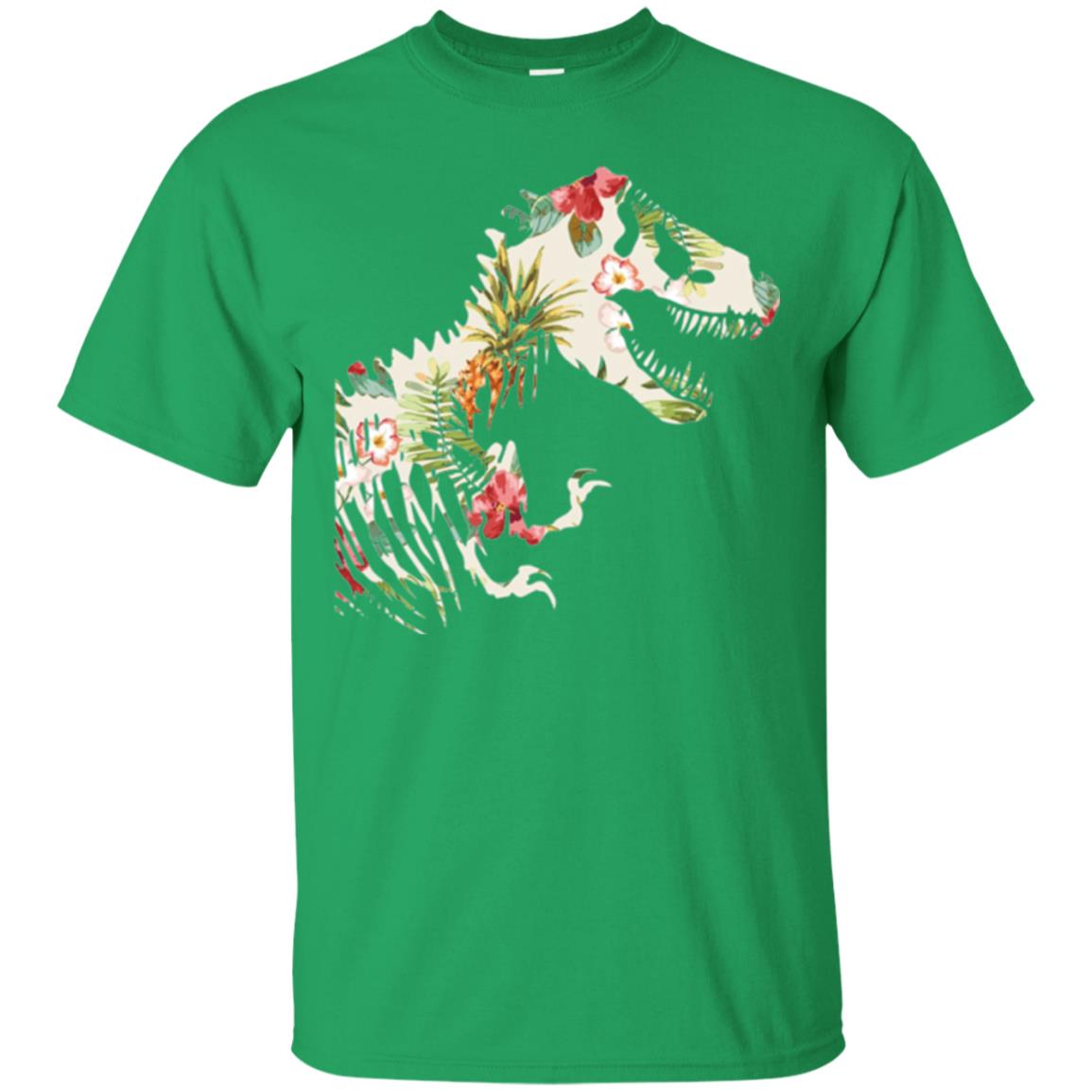 Dinosaur T-shirt Floral Tropical Hawaiian Pattern T Rex Irish Green