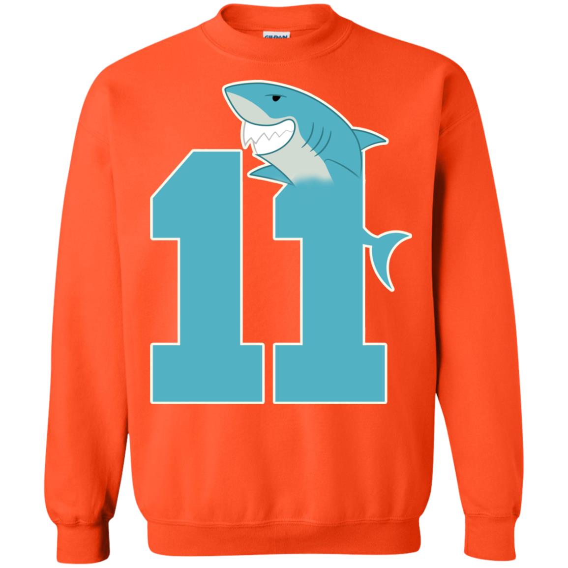 11th Birthday Shark Party Shirt Orange