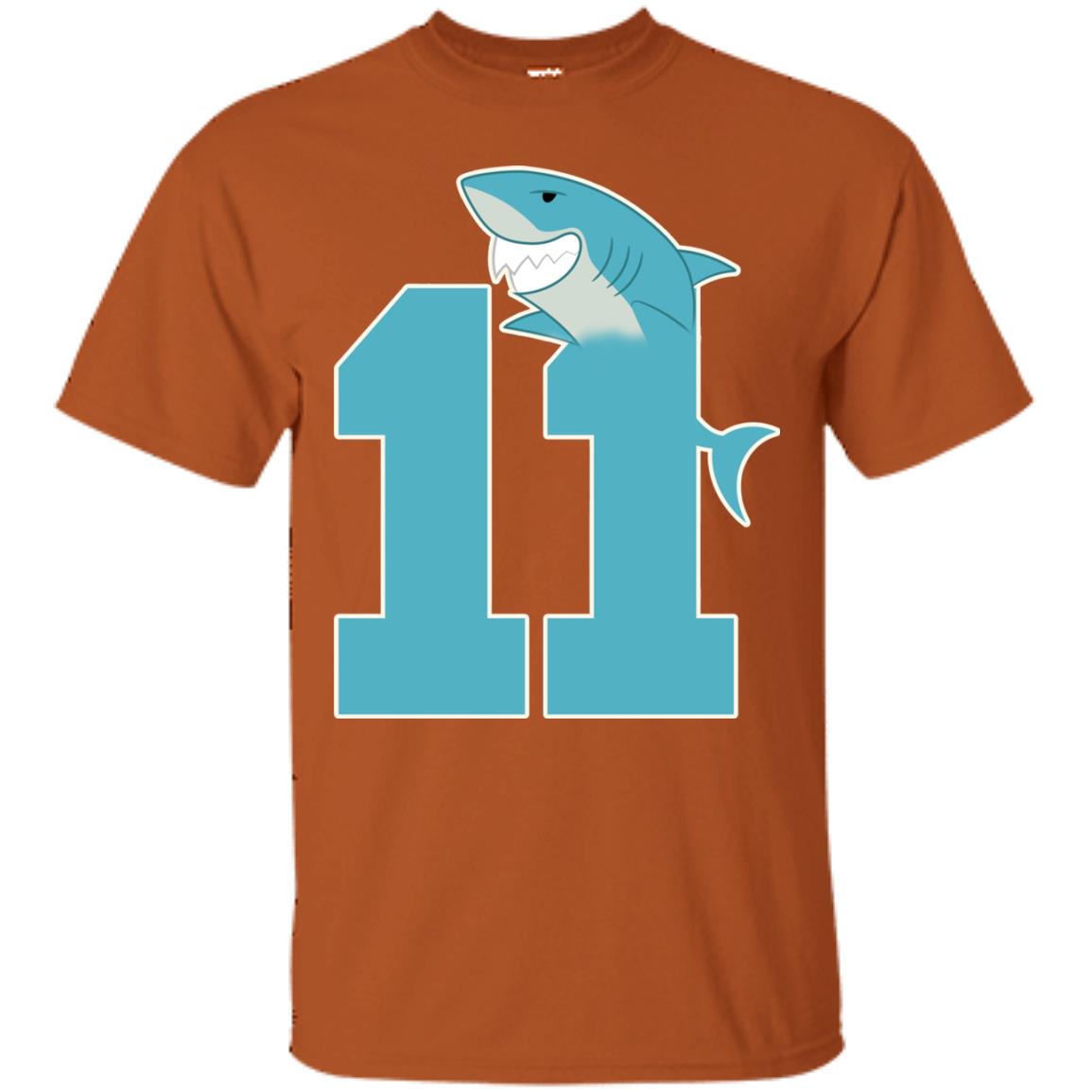 11th Birthday Shark Party Shirt Texas Orange
