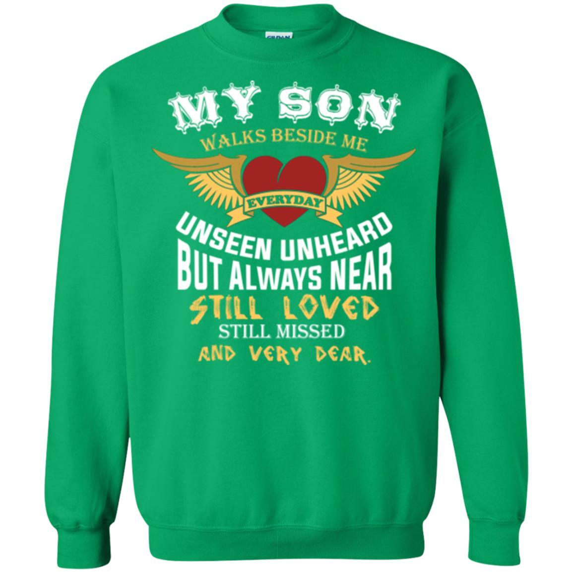 Family T-shirt My Son Walks Beside Me Everyday Irish Green