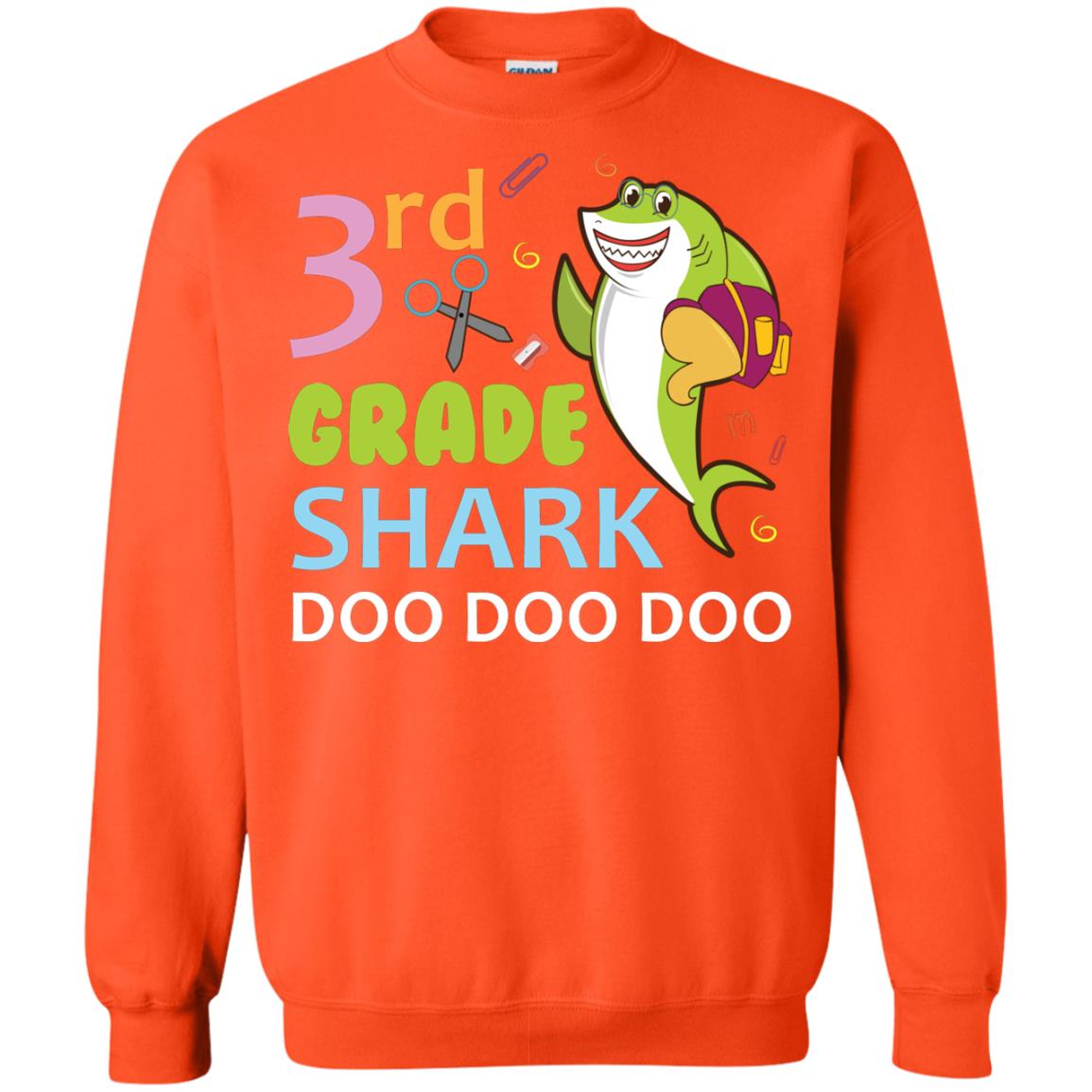 3rd Grade Shark Doo Doo Doo Back To School T-shirt Orange