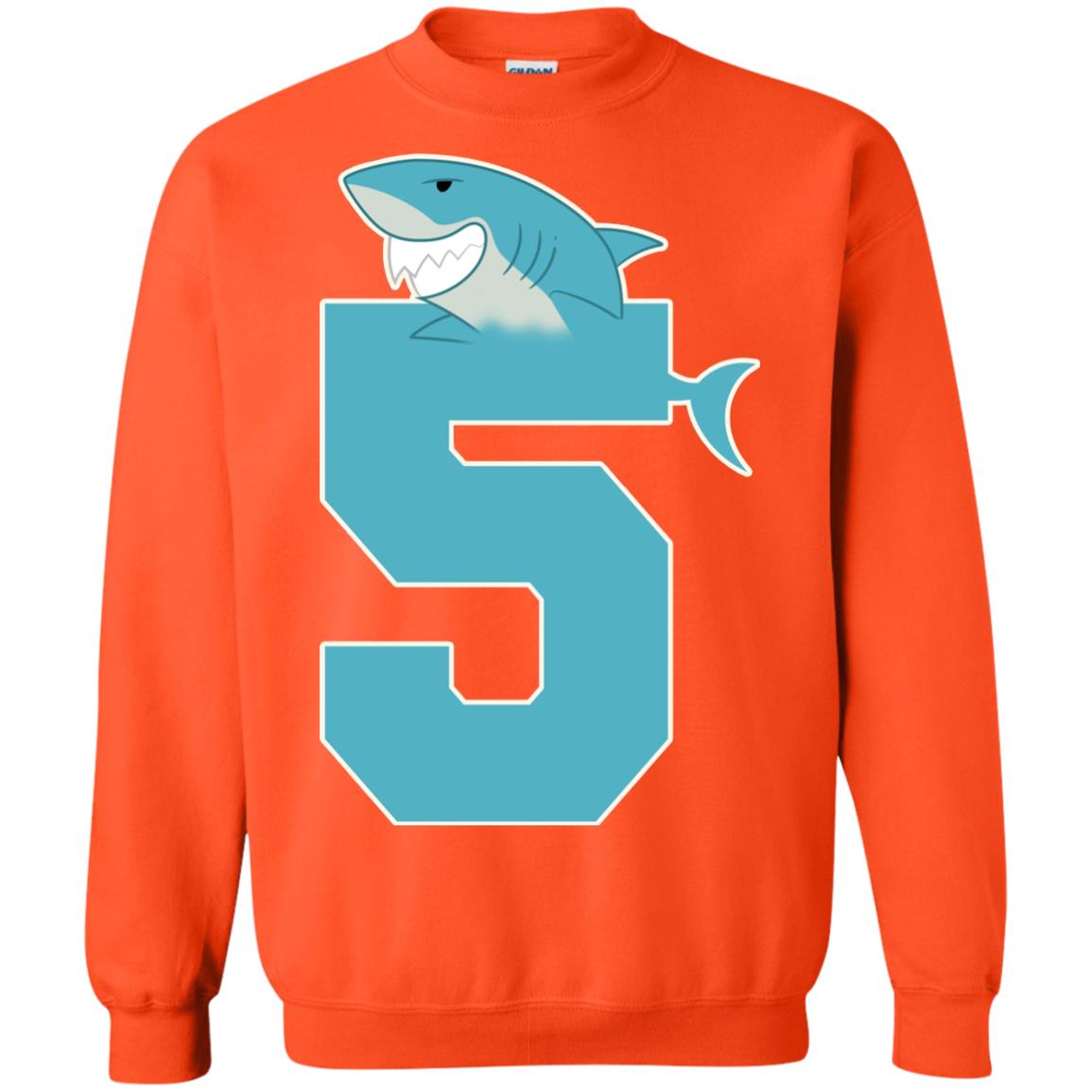 5th Birthday Shark Party Shirt Orange