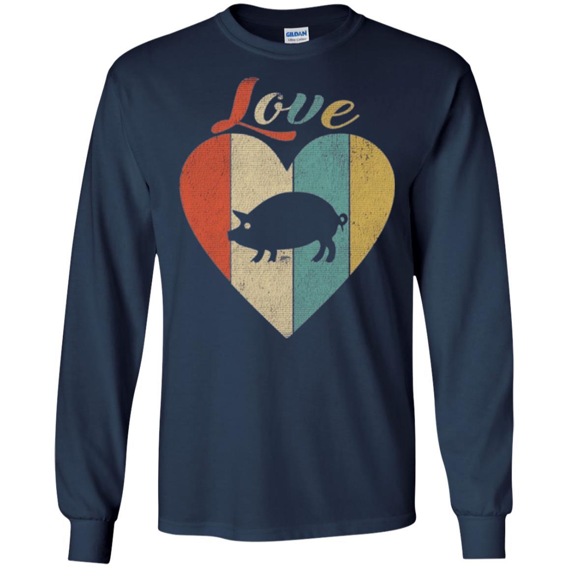 Beautiful Vintage Retro Pig Lover T-shirt Navy