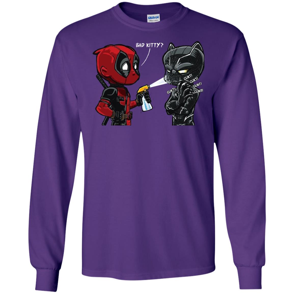 Deadpool Black Panther Bad Kitty Film Lover T-shirt Purple
