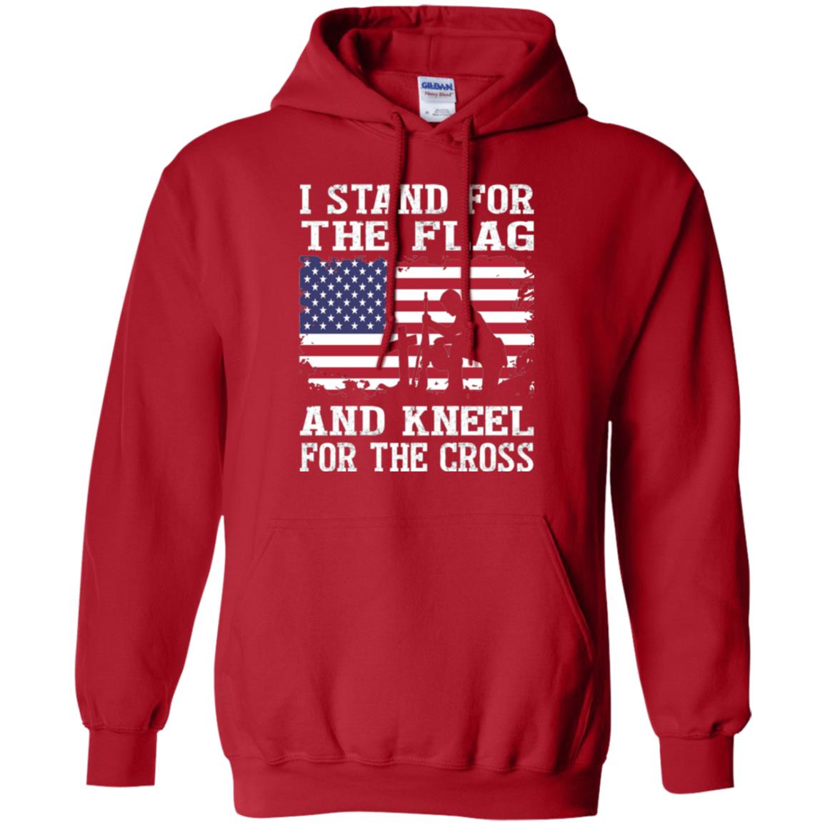 Miiitary T-shirt Stand For The Flag And Kneel For The Cross Red