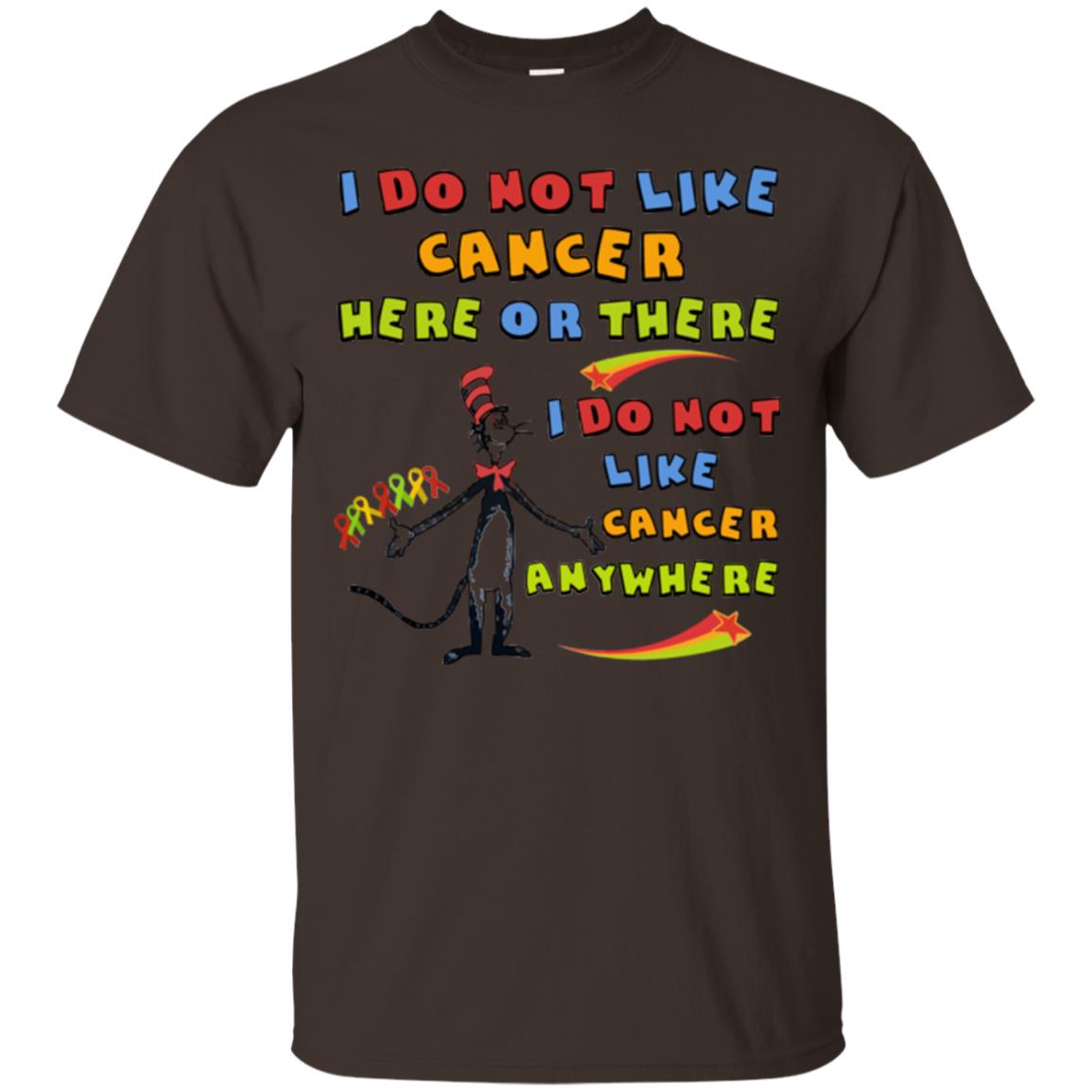 I Do Not Like Cancer Here Or There Anywhere Cacer Awareness Shirt Dark Chocolate
