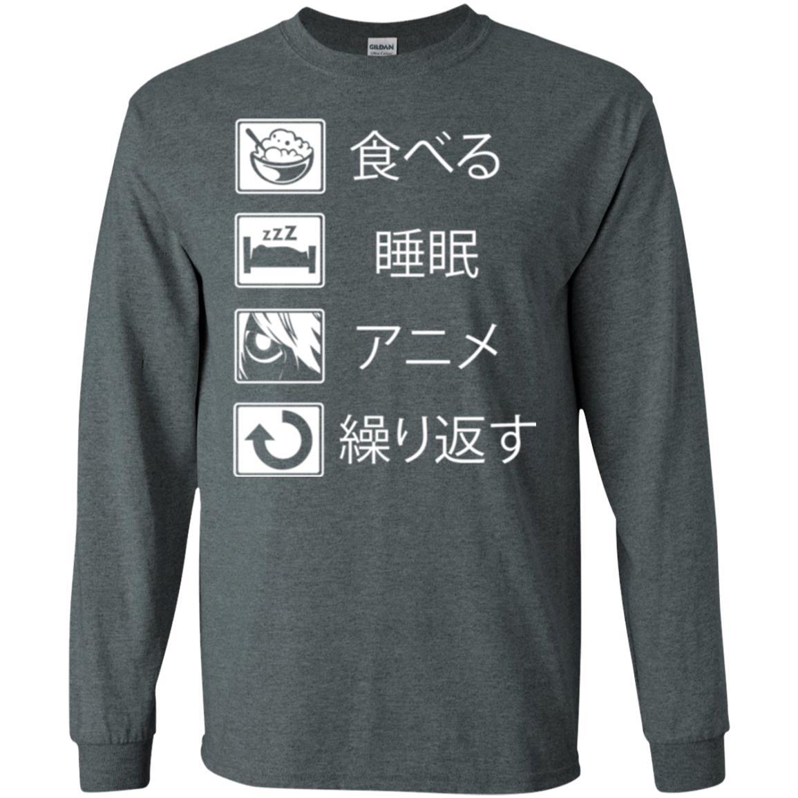 Anime Binge T-shirt Eat Sleep Anime Repeat Dark Heather