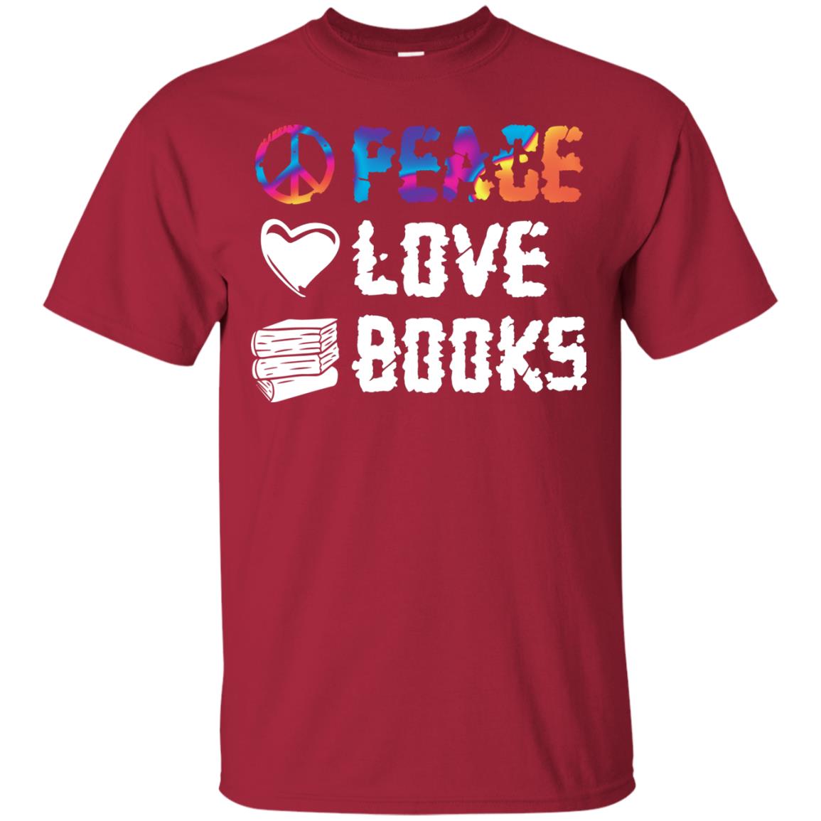 Peace Love Books Best Reading Shirt For Book Lover Cardinal