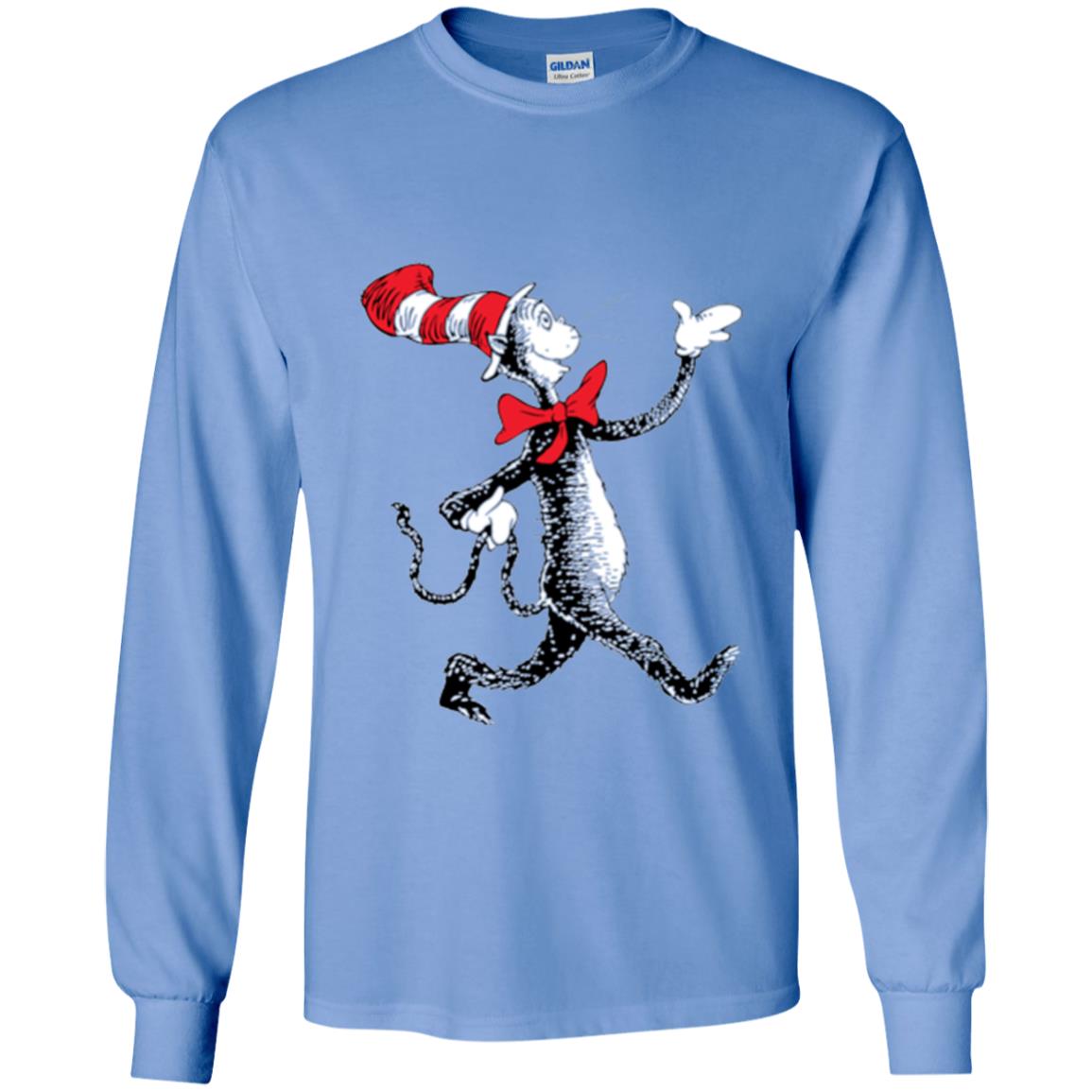 Dr. Seuss Strolling Cat Autism Awareness T-shirt Carolina Blue