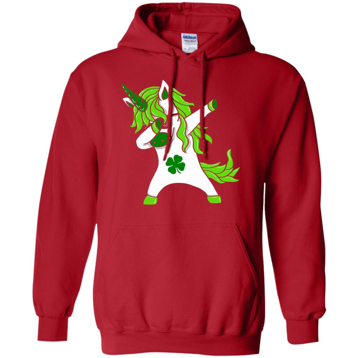 Dabbing Unicorn St Patricks Day Lepricorn T-shirt Red