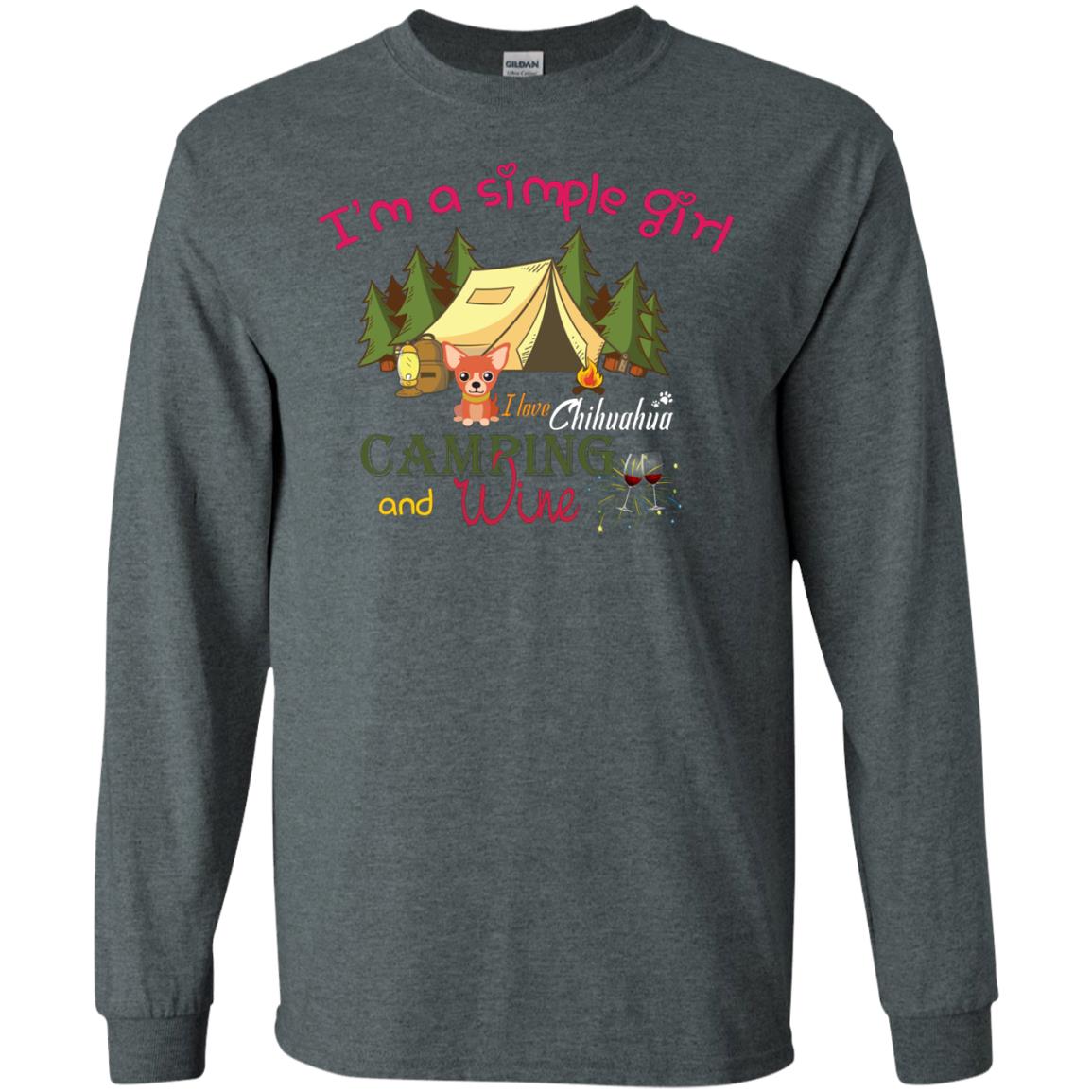 I’m A Simple Girl I Love Chihuahua Camping And Wine Shirt Dark Heather