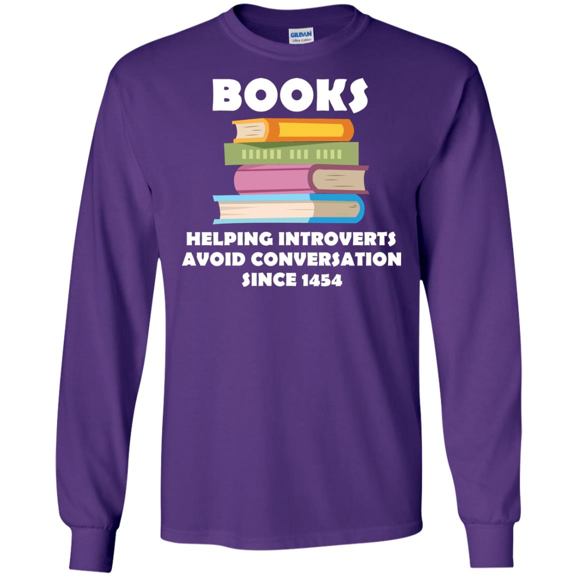 Books Helping Introverts Avoid Conversation Since 1454 Shirt Purple