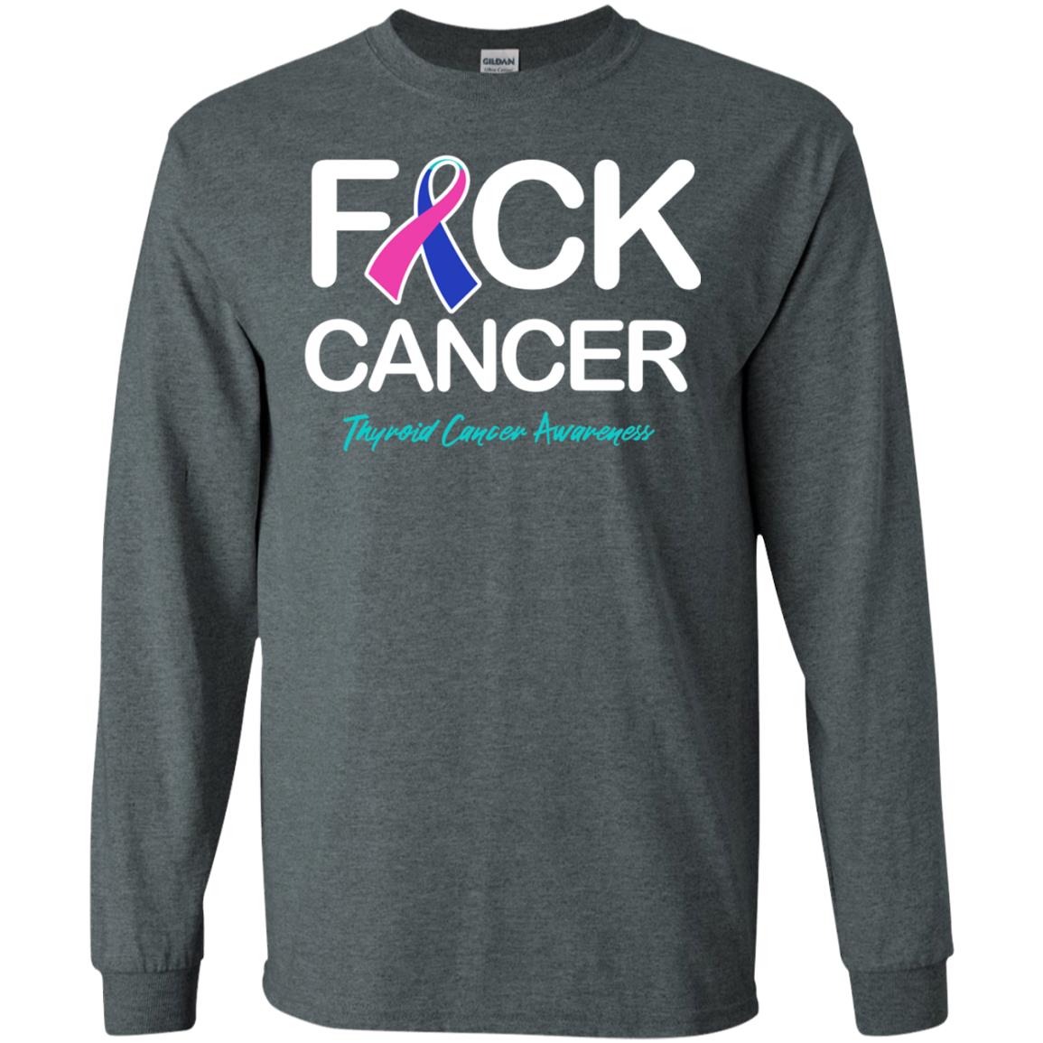 Fck Cancer Thyroid Cancer Awareness T-shirt Dark Heather