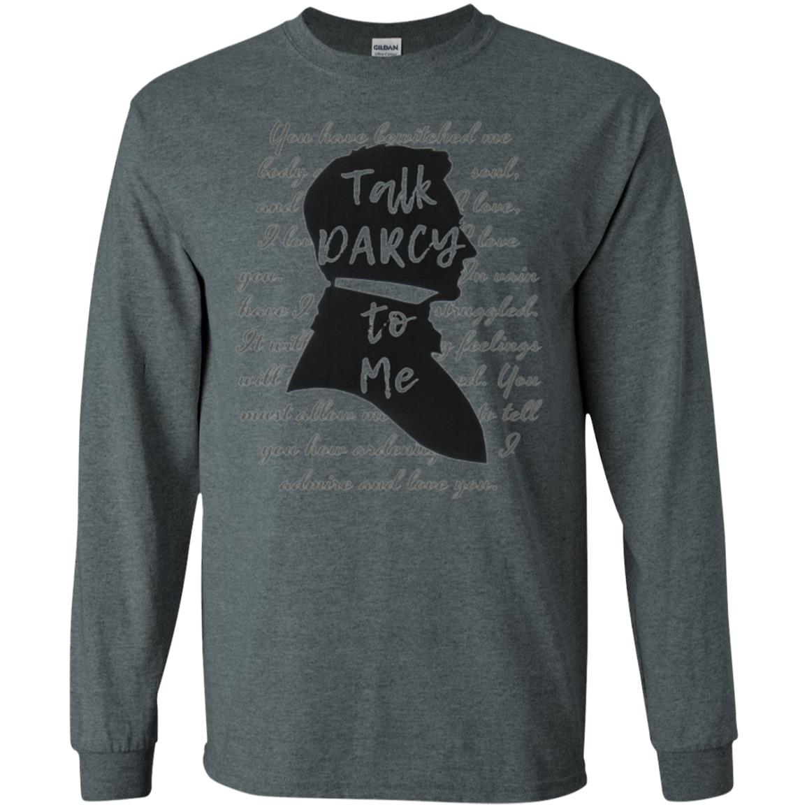 Funny Bookworm T-shirt Talk Darcy To Me Dark Heather