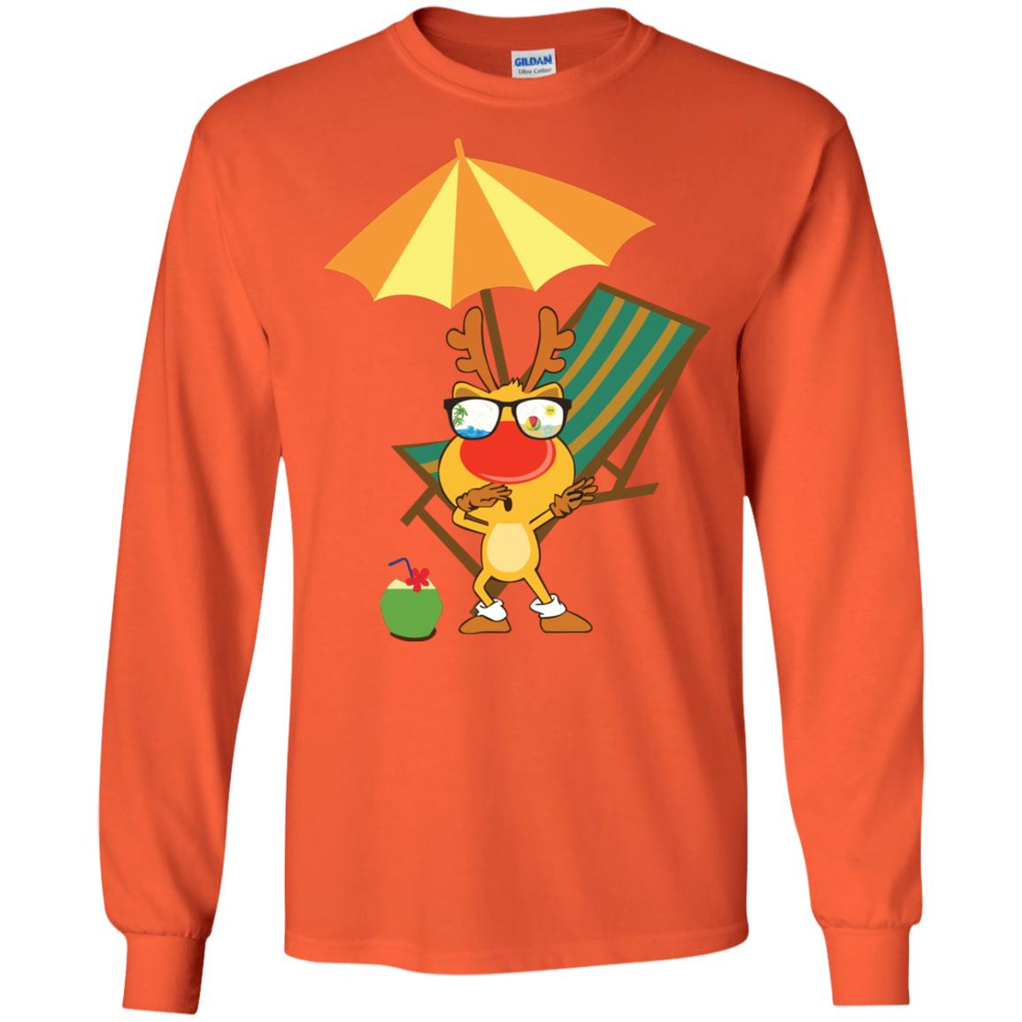 Dabbing Reindeer With Sunglasses Celebrate Xmas In July 2018 Shirt Orange
