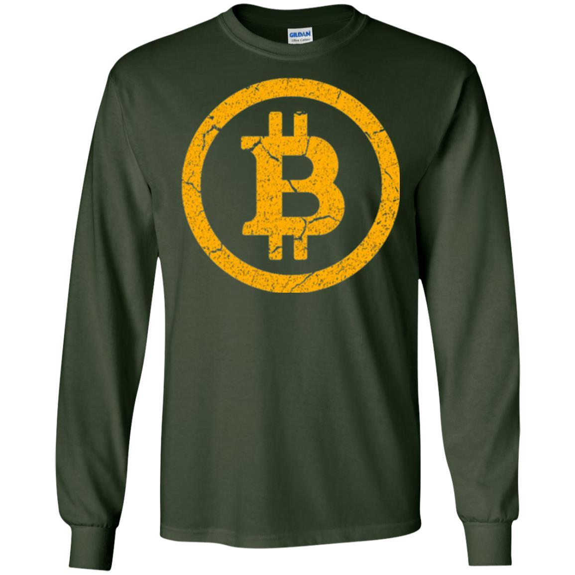 Bitcoin T-shirt Vintage Worn Distressed Look Design Forest Green
