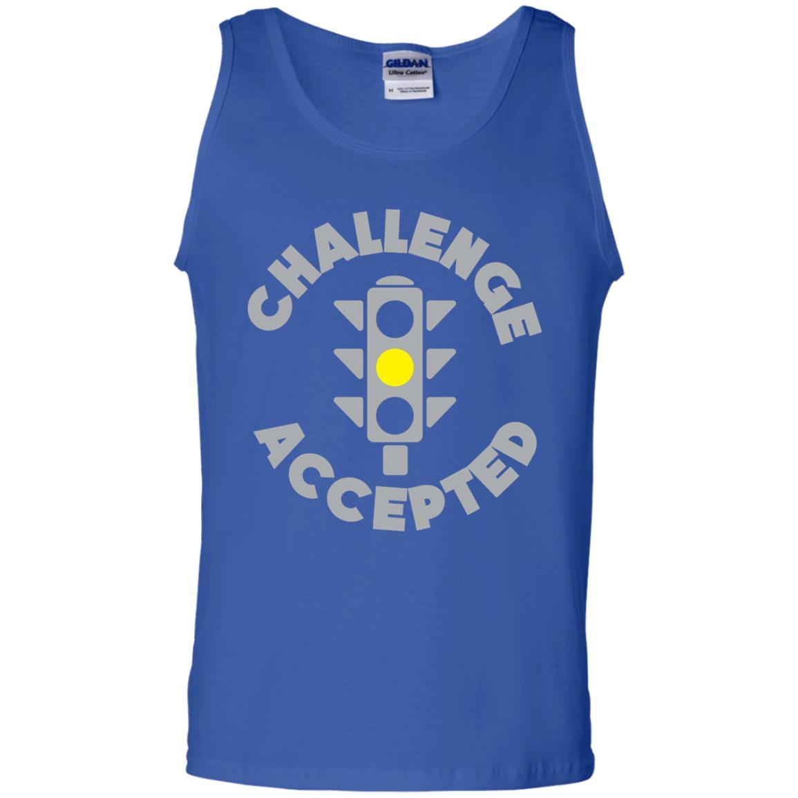 Funny Racing T-shirt Challenge Accepted Yellow Light Car Royal