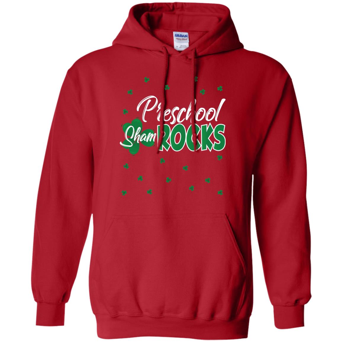 Preschool Shamrocks St. Patrick_s Day School T-shirt Red