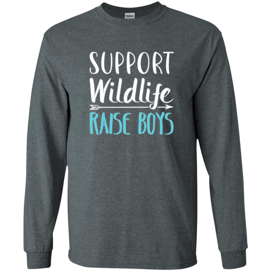 Funny Mother_s Day T-shirt Support Wildlife Raise Boys Dark Heather