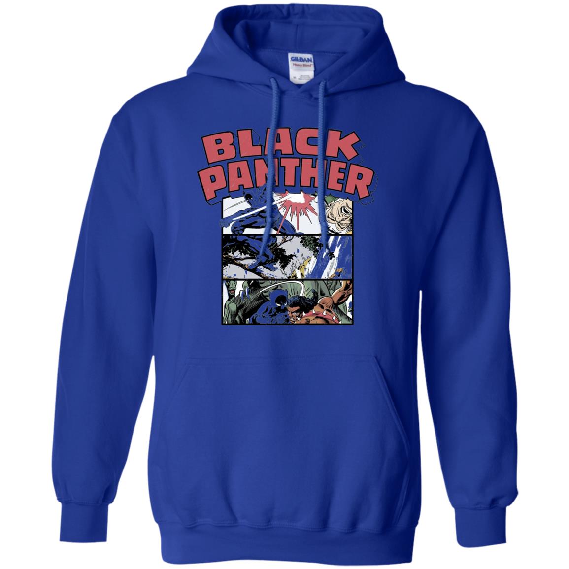 Black Panther Retro Comic Stacked Panel Art T-shirt Royal