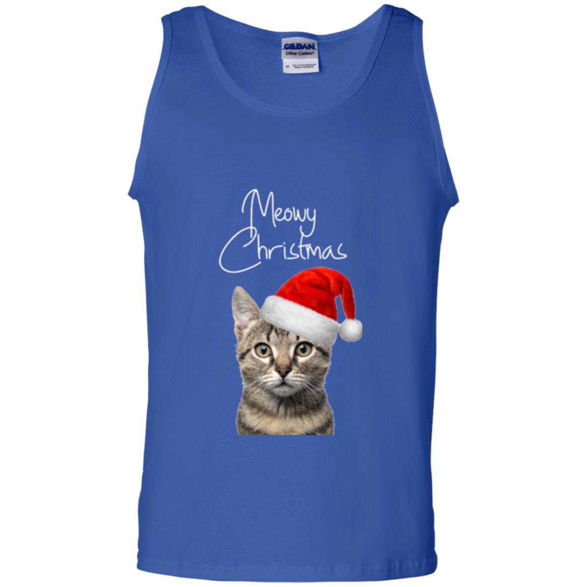 Cat Lovers T-shirt Merry Christmas Royal