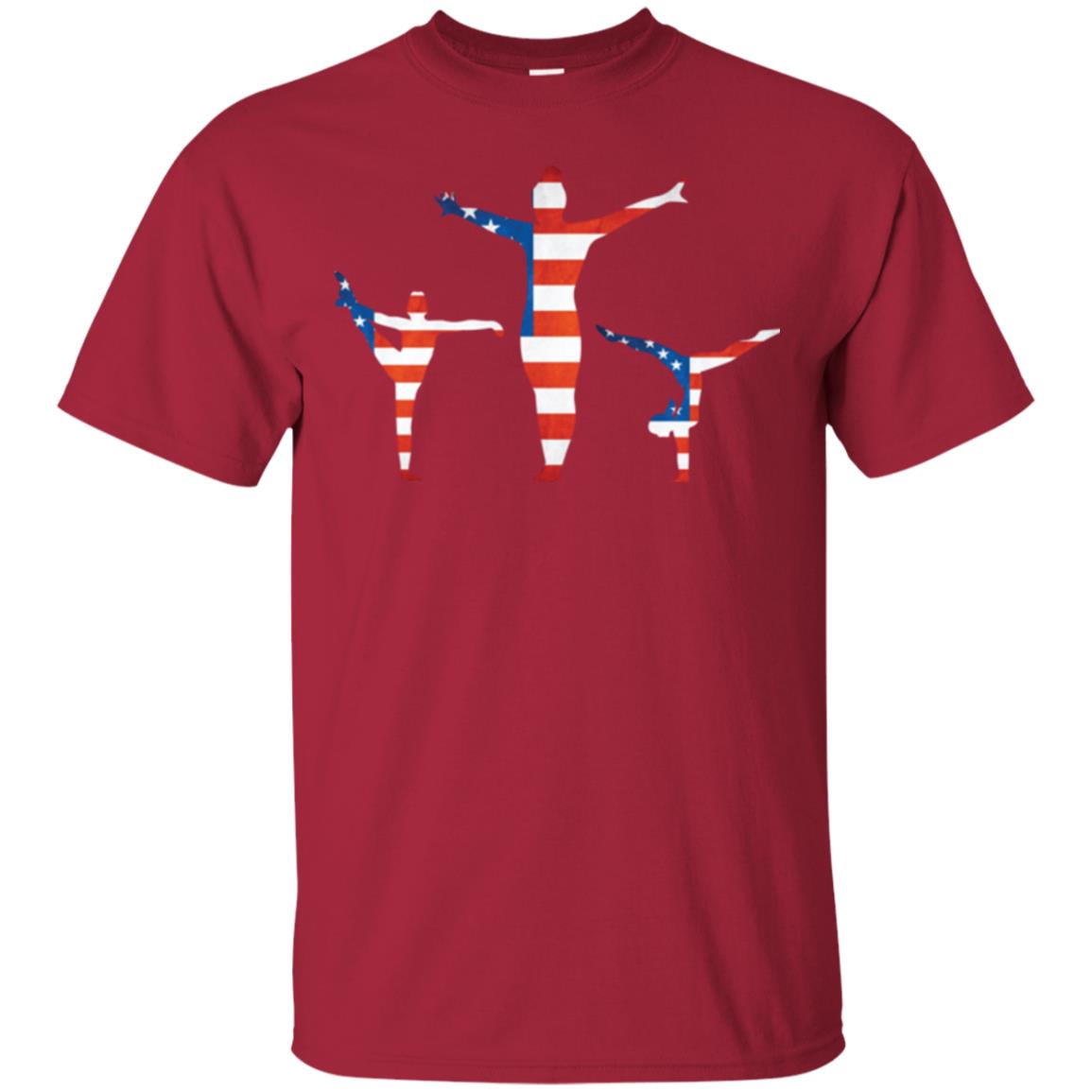Gymastic T-shirt American Flag Cardinal
