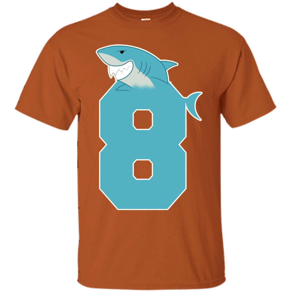 8th Birthday Shark Party Shirt Texas Orange