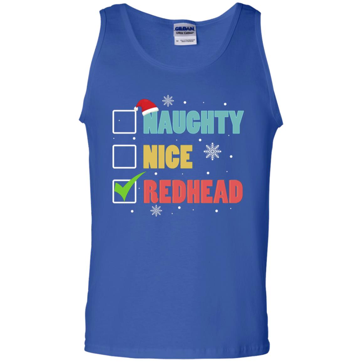 Nice Naughty Redhead X-mas List Gift Shirt Royal
