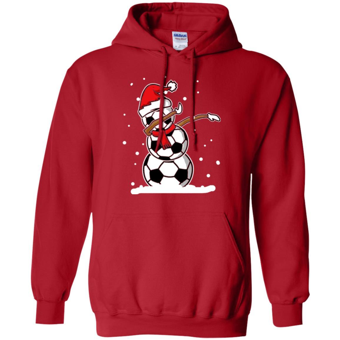 Christmas T-shirt Dabbing Snowman Soccer Red