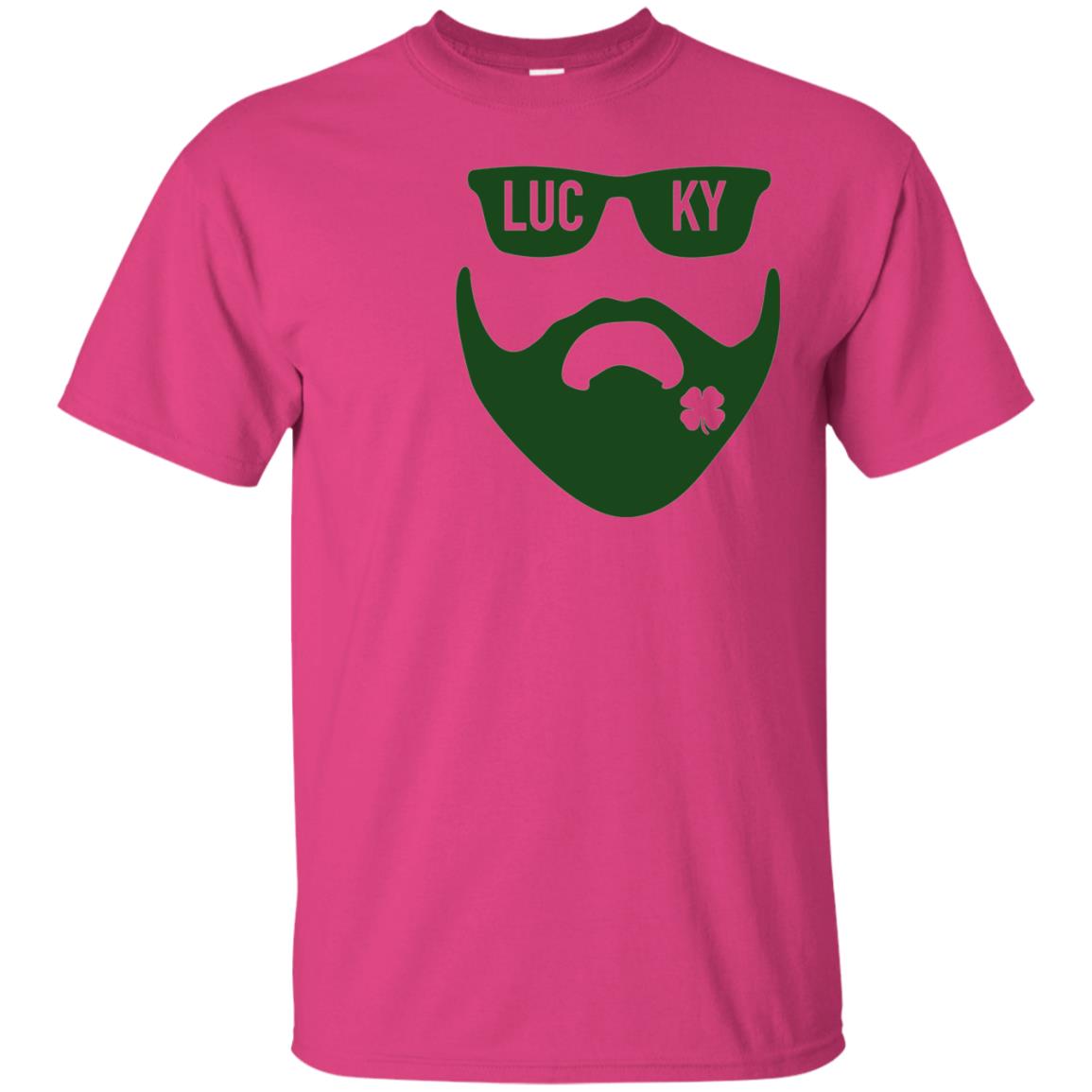 Green Bearded Clover Lucky Charm St. Patrick_s Day T-shirt Heliconia