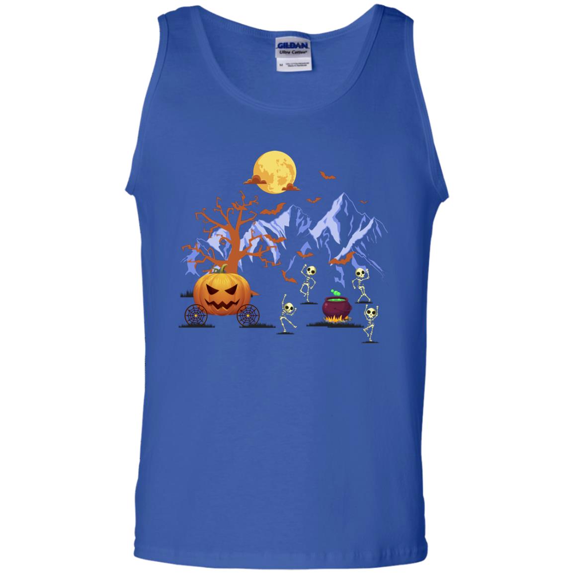 Dancing Skeleton With Pumpkin Funny Halloween Gift Shirt Royal