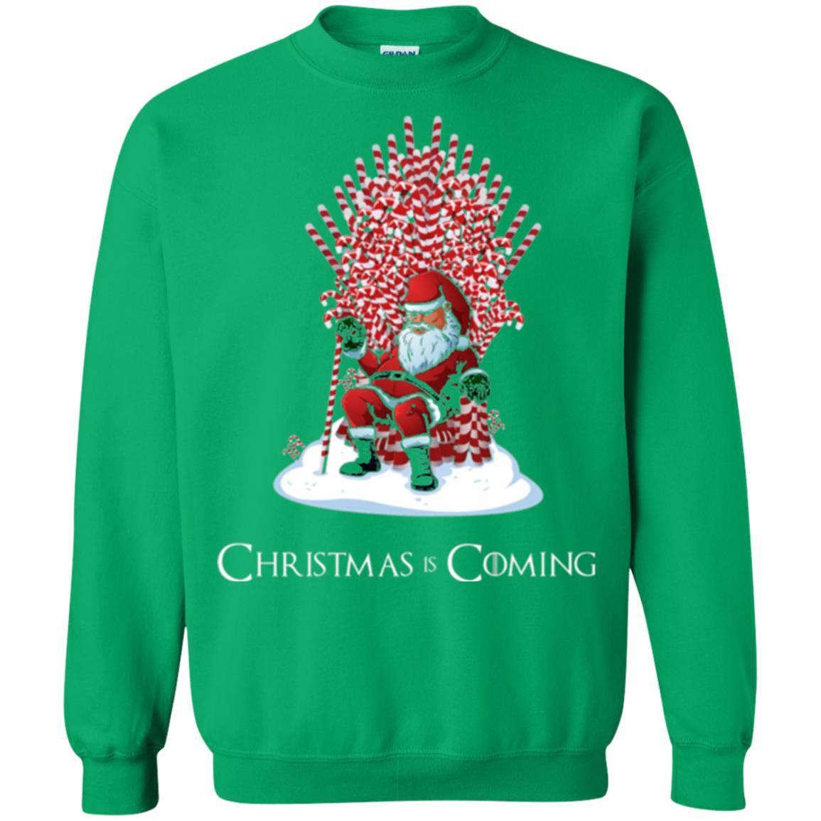 Christmas T-shirt Santa Candy Cane Throne Irish Green