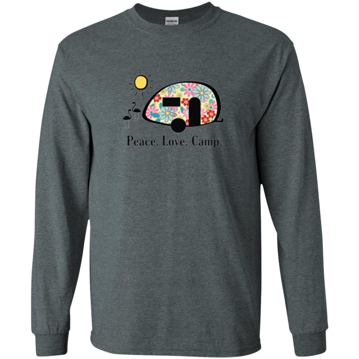 Camping Lover T-shirt Peace Love Camp Dark Heather