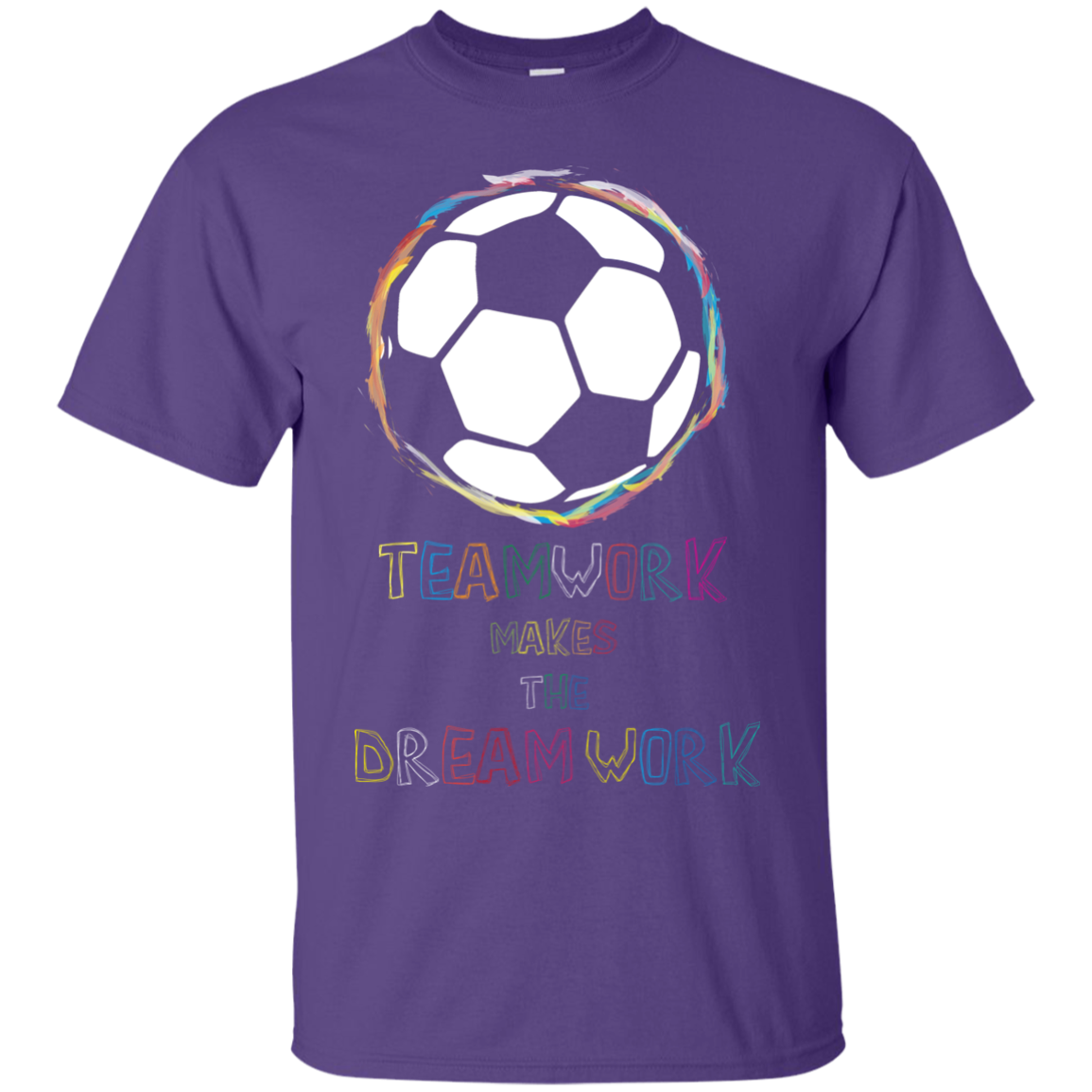 Soccer T-shirt Teamwork Makes The Dreamwork Purple
