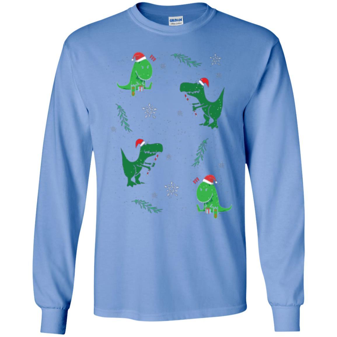 Funny Christmas T-shirt Merry Christmas Dinosaur Carolina Blue