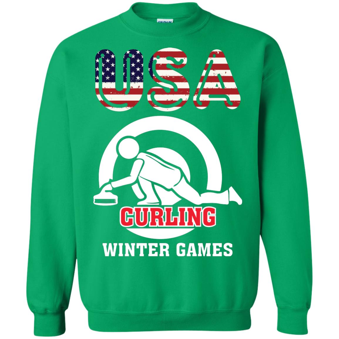 Usa Curling Winter Games Curling Lover T-shirt Irish Green