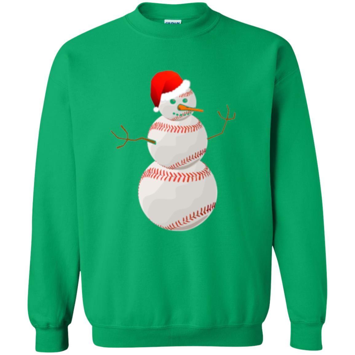 Christmas Baseball T-shirt Baseball Snowman Irish Green