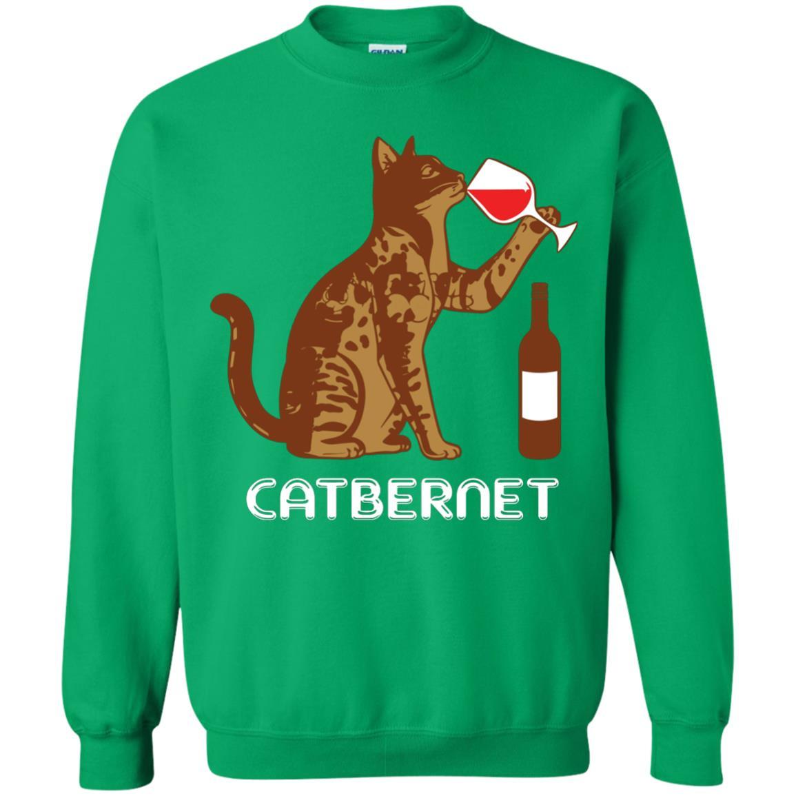 Cat Lovers T-shirt Catbernet Cat Wine Irish Green