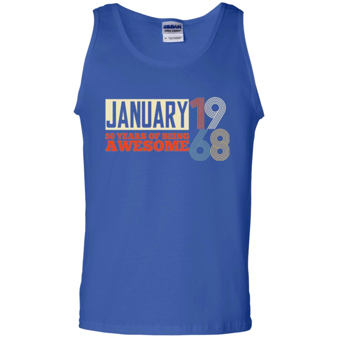 Birthday T-shirt January 1968 50 Years Of Being Awesome Royal