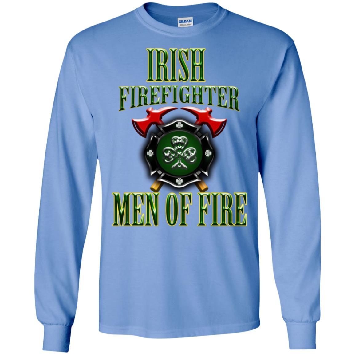 Irsh Firefighter Men Of Fire Irish Fireman Gift Shirt Carolina Blue