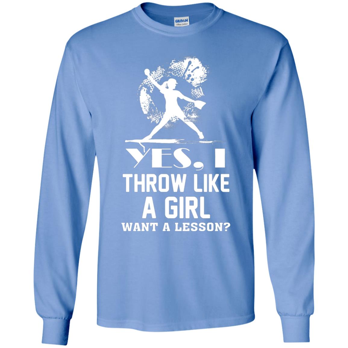 Yes, I Throw Like A Girl Want A Lesson Basebal T-shirt Carolina Blue