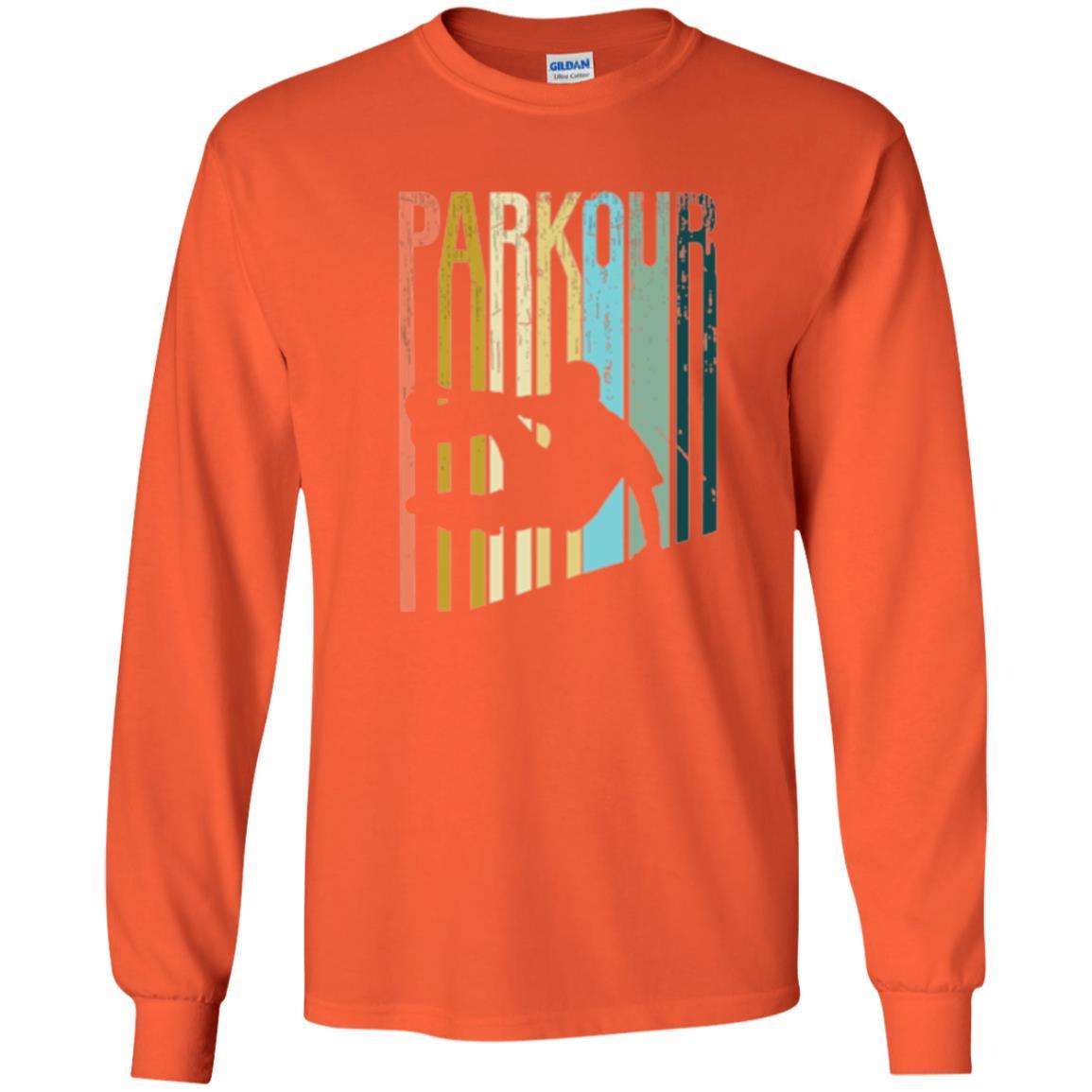 Parkour T-shirt Distressed Style Parkour Silhouette Orange
